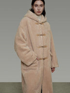 unspoken Warm Hooded Loose Mid Length Pocketed Commuter Women Light Camel Long Coats