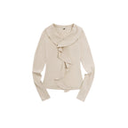 someonesometimes Soft Stretch Knit Slim Fit Casual V-neck Women Sand Long Sleeve T-Shirts