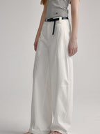 fano High Waist Sculpted Minimal Office Women Curved Pockets Rayon Wide Leg Pants