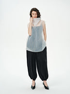 audreyyang Sheer Slimming High Neck Loose Fit Pullover Polyester Long Sleeve Crop Tops