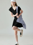 fano Chic V-neck Short Sleeve Two Piece Women Matching Set Top & Skirt Sets