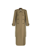 unspoken Double Breasted Straight Minimalist Office Tea Brown Longline Women Trench Coats