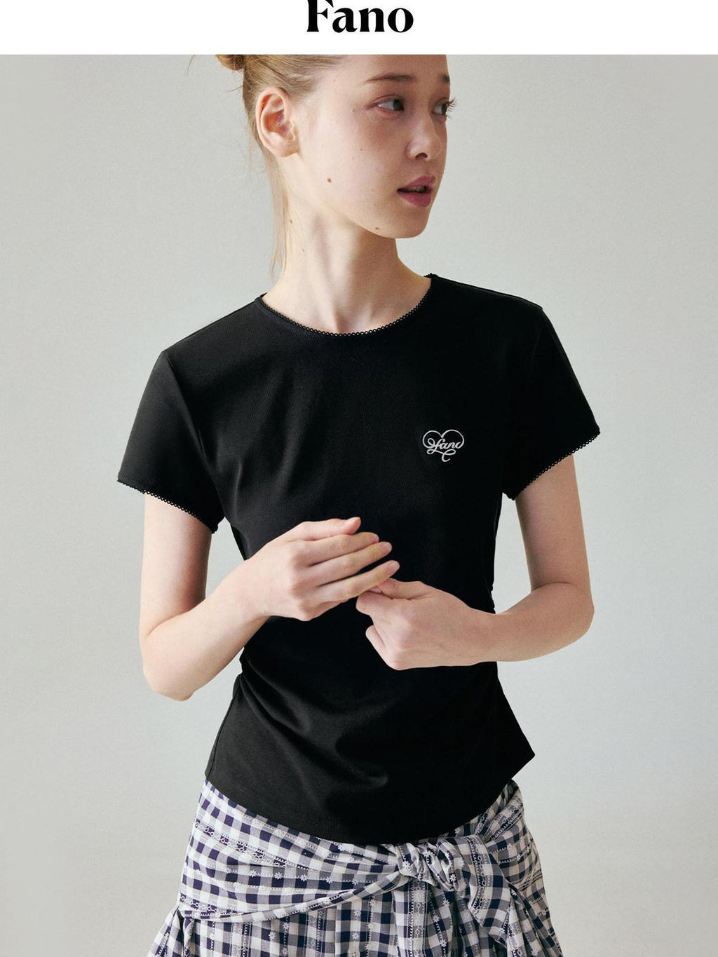 fano Lyocell Stretch Slim Fit Korean Office Black Round Neck Short Sleeve T-Shirts