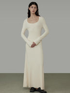 unspoken Waist Defining Knit Hline Minimalist Commuter Long Sleeve Maxi Dresses