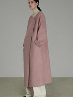 unspoken Pure 100 Wool Pockets Longline Straight Minimalist Commuter Women Wool Coats
