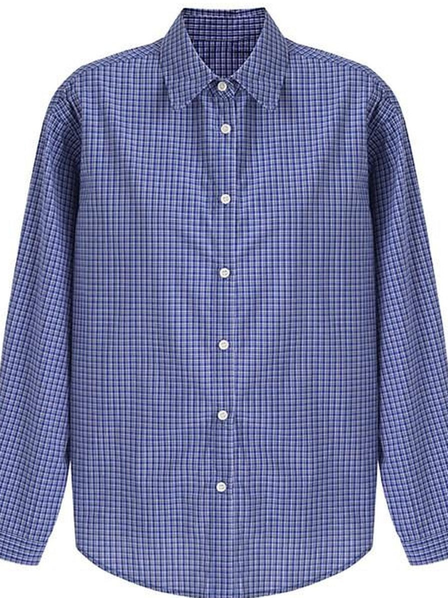 fano Skin Friendly Breathable Cotton Loose Fit Buttoned Collared Women Blue Shirts