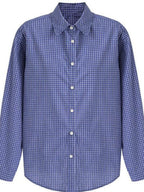 fano Skin Friendly Breathable Cotton Loose Fit Buttoned Collared Women Blue Shirts