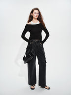 audreyyang Wool Blend Slim Fit Mock Neck Women Casual Stretch Long Sleeve T-Shirts