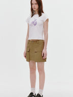 fano Stretch Cotton Korean Commuter Printed Round Neck T Shirt Basic Crop Tops