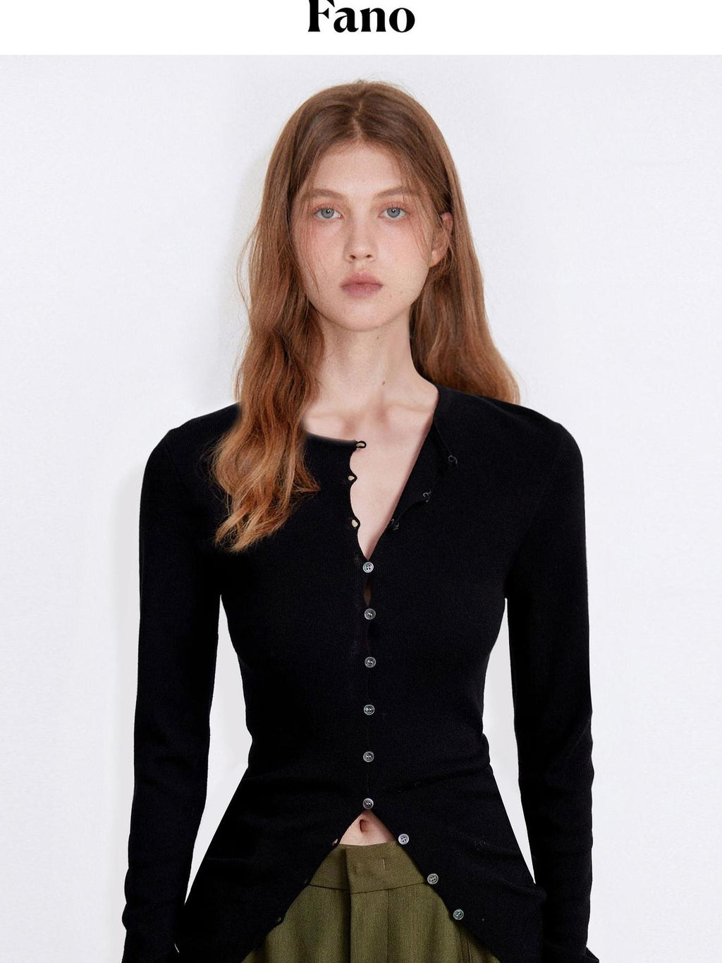 fano Office Ready Korean Slim V-neck Button Longsleeve Women Polyester Cardigans