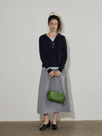 Lofi choose High Waist Bow A Line Cotton Commuter Loose Fit Women Tie Elegant Midi Skirts