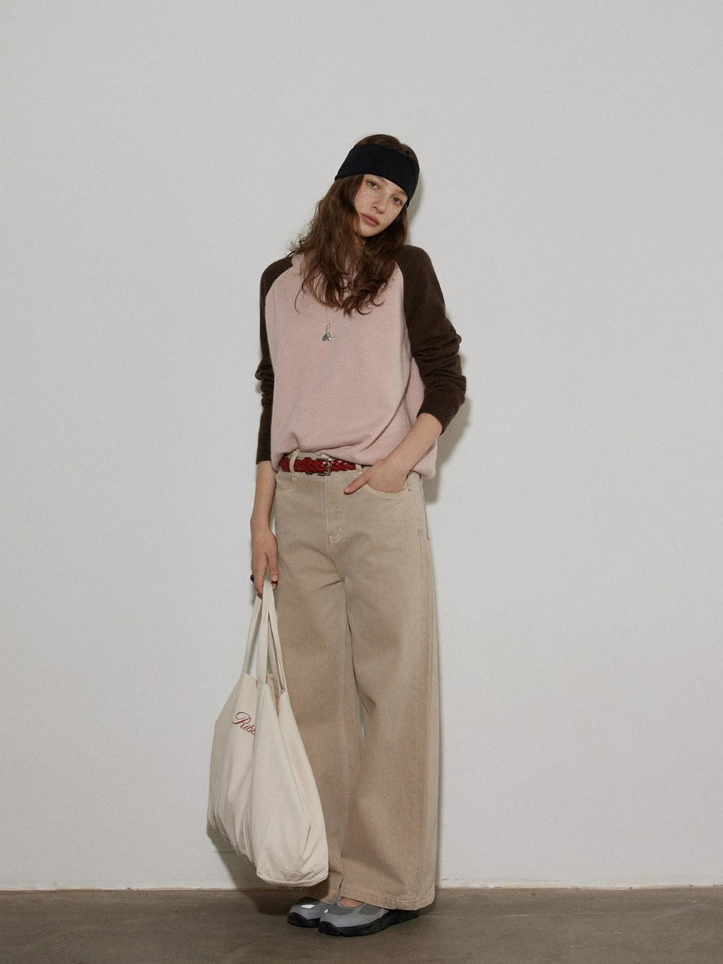 Lofi choose Colorblock Loose Fit Crewneck Pullover Smart Commuter Office Women Knit Sweaters