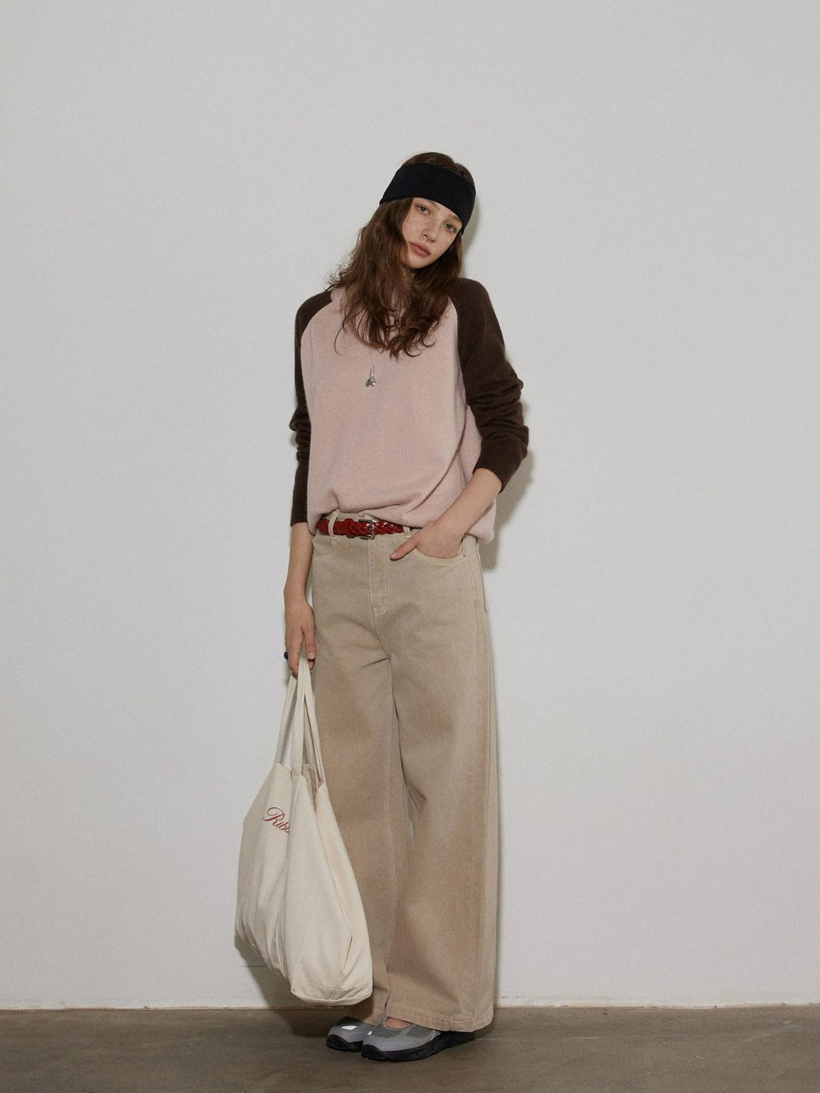Lofi choose Colorblock Loose Fit Crewneck Pullover Smart Commuter Office Women Knit Sweaters