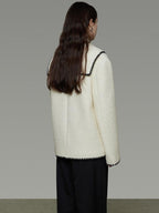 unspoken Lambswool Blend Tailored Loose Minimal Notch Collar Officewear Women Wool Coats