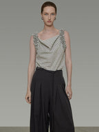 unspoken Plaid Pleated Loose Fit Office Wear Womens Polyester Blend Camisoles