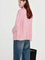 fano Thermal Warm Soft Knit Single Button Relaxed Fit Office Pink Cardigans