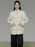 unspoken Soft Wool Blend Minimalist Commuter Round Neck Single Breasted Loose Short Coat