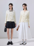 ikyou Soft Embroidered Preppy Short Length Round Neck Everyday Cotton Rich Cardigans