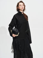audreyyang Soft Viscose Blend Non Deforming Loose Fit Patchwork Women Top & Pants Sets