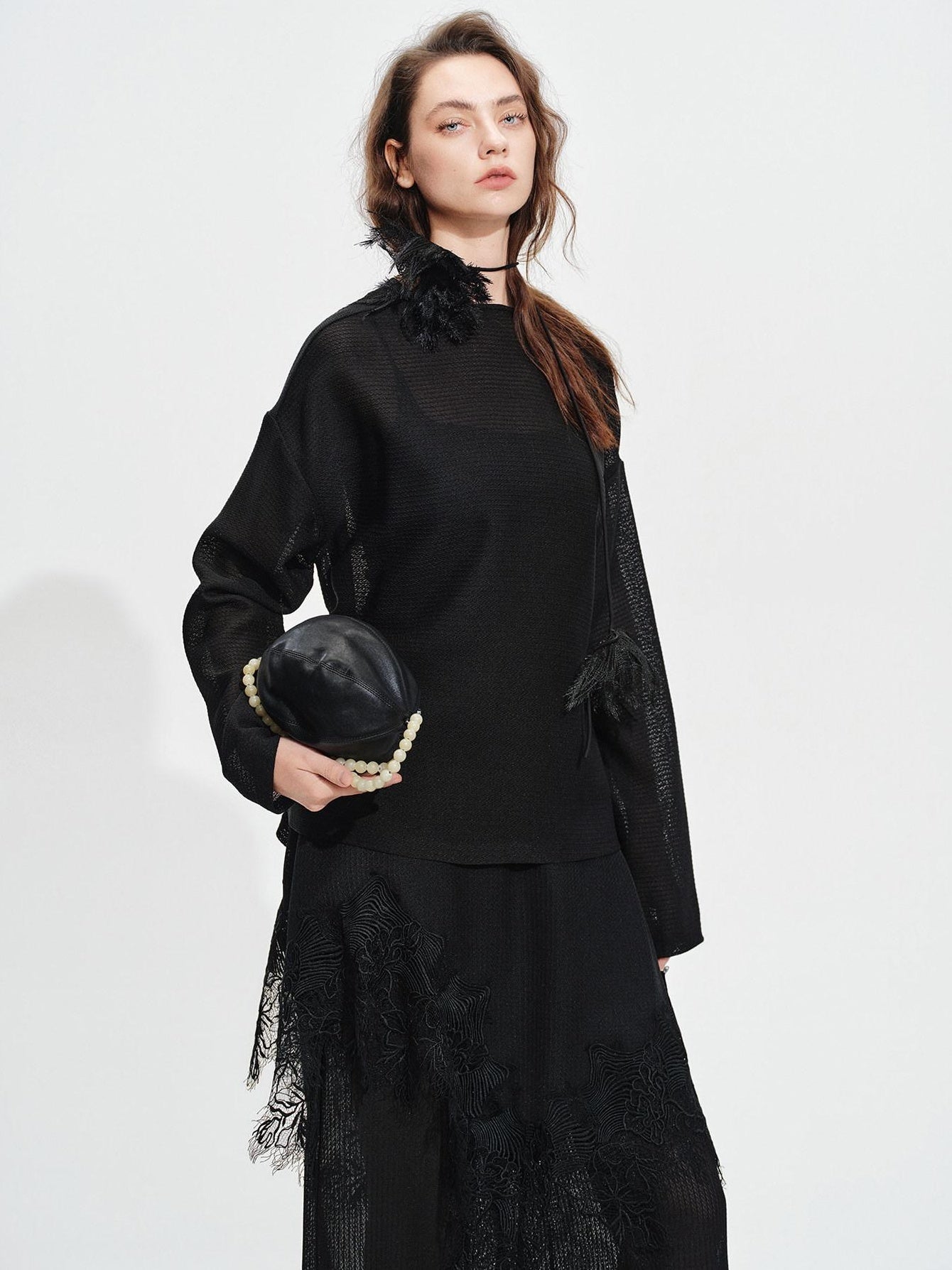 audreyyang Soft Viscose Blend Non Deforming Loose Fit Patchwork Women Top & Pants Sets