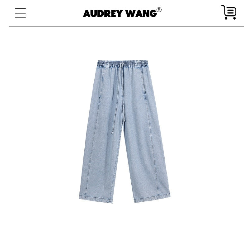 audreyyang_Washed_Tencel_Micro_Stretch_Straight_Fit_Denim_Blue_Casual_Short_Sleeve_T-Shirts_MISSTT