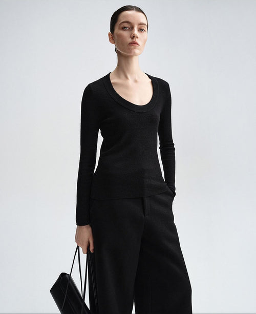 audreyyang Cozy 100% Wool Slim Fit Round Neck Pullover Women Knitwear Tops Sweaters
