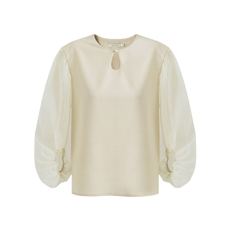 unspoken_Breathable_Original_Loose_Spliced_Lantern_Sleeve_Pullover_Polyester_Blouses_MISSTT