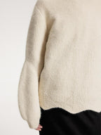someone sometimes Recycled Viscose Wool Blend Commuter Crew Neck Pullover Cream Sweaters
