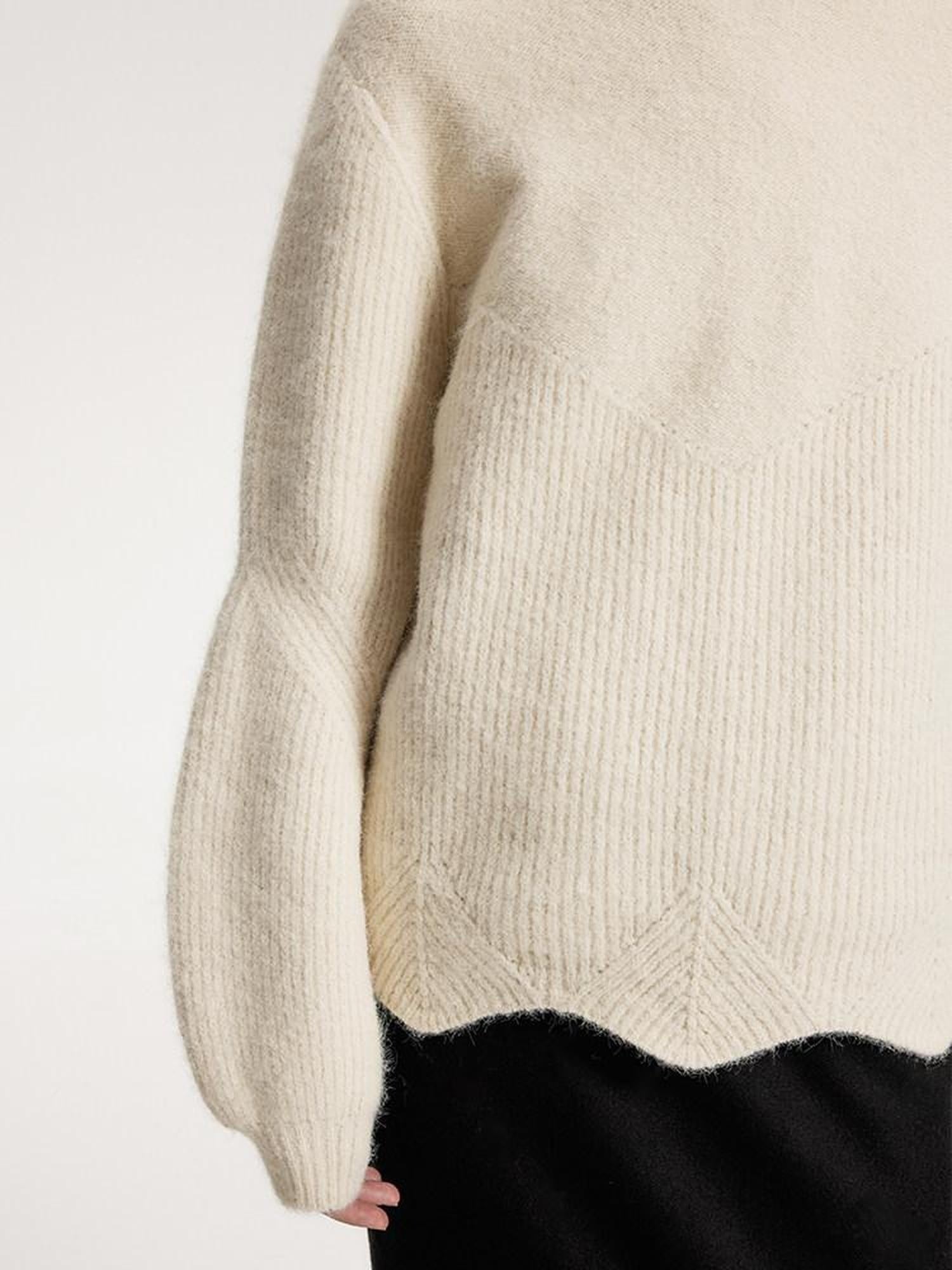 someone sometimes Recycled Viscose Wool Blend Commuter Crew Neck Pullover Cream Sweaters