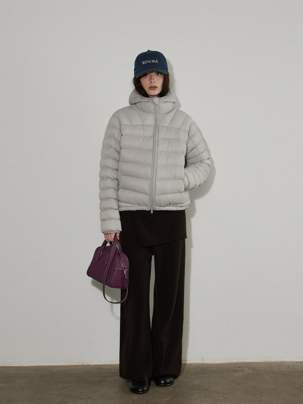 Lofi choose Warm 90% White Duck Down Hooded Commuter Thick Gray Zipper Down Jackets