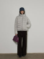 Lofi choose Warm 90% White Duck Down Hooded Commuter Thick Gray Zipper Down Jackets