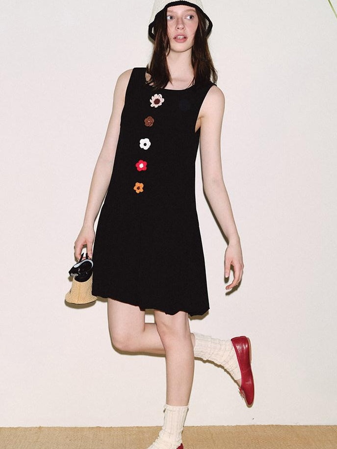 fano Linen Sleeveless A Line Bubble Natural Waist Korean Casual Women Midi Dresses