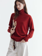 fano Cozy 100% Wool Turtleneck Casual Regular Fit Young Women Pullover Sweaters