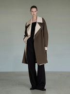 unspoken Single Breasted Straight Fit Commuter Artistic Women Dark Grey Green Long Coats