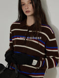 Lofi_choose_Colorblock_Striped_Polo_Collar_Relaxed_Fit_Commuter_Women_Knitwear_Sweaters_MISSTT
