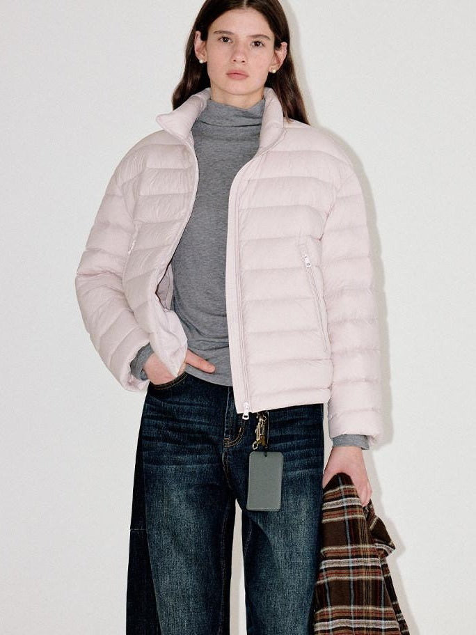 fano Warm 90 Percent Duck Down Straight Commuter Short Pink Fur Collar Down Jackets