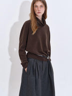 fano Soft Breathable Lambswool Cashmere Cowl Neck Relaxed Knit Pullover Sweaters