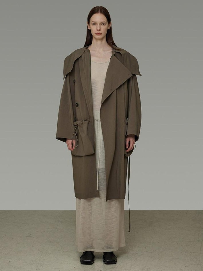 unspoken Viscose Blend Loose Fit Single Breasted Minimalist For Women Brown Long Coats