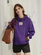 Lofi choose Loose Fit Oversized Hooded Long Sleeve Commuter Casual Purple Gray Hoodie