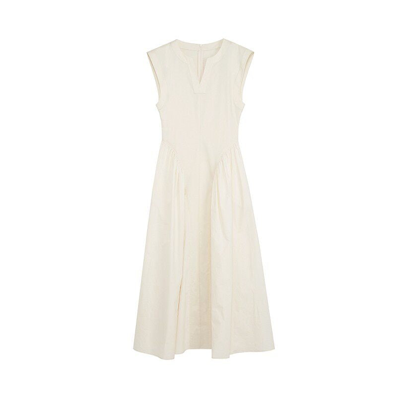 unspoken_Pleated_High_Waist_Minimal_H_Silhouette_U_Neck_Sleeveless_Office_Maxi_Dresses_MISSTT