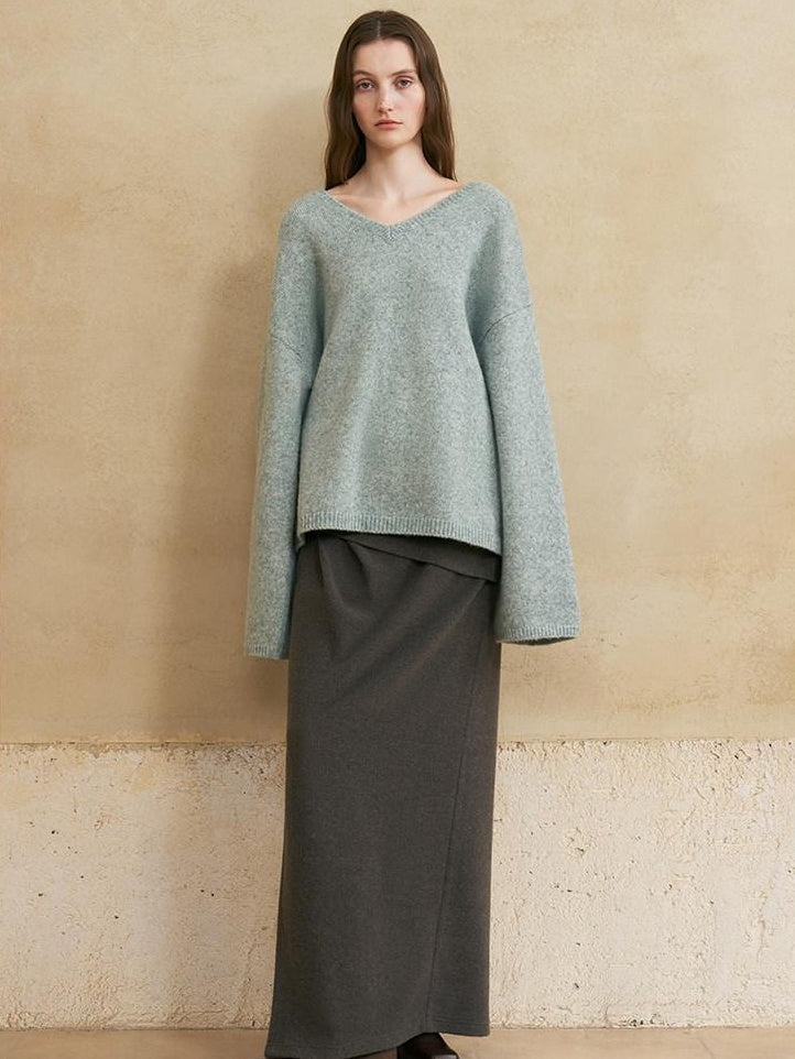 someone sometimes Versatile Lined Knit Slit Straight H Line Mid Waist Women Casual Maxi Skirts