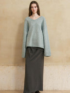 someone sometimes Versatile Lined Knit Slit Straight H Line Mid Waist Women Casual Maxi Skirts