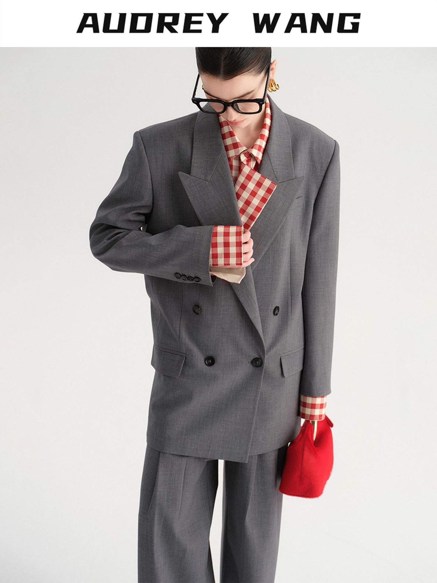 audreyyang Single Button Relaxed Fit Polyester Office For Women Long Sleeve Solid Blazers