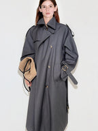fano Mid Length Single Breasted Korean Commuter Straight Fit Solid Women Trench Coats
