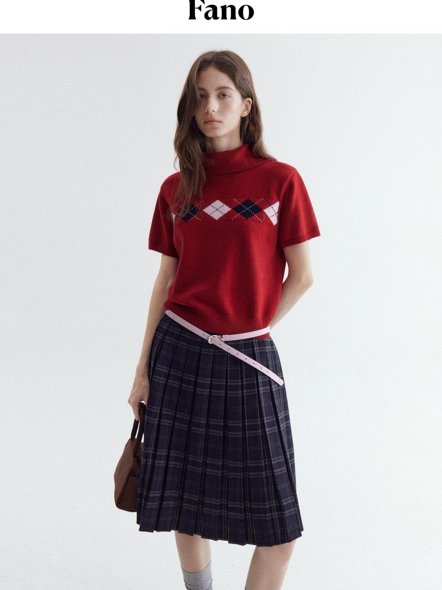 fano Pure Cotton Pleated A Line Mid Rise Classic Workwear Women Midi Skirts