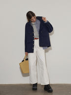 Lofi choose Flattering Plaid Minimal Collared Loose Long Sleeve Button Women Blue Shirts