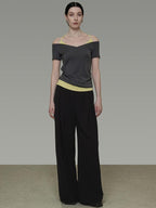 unspoken Moisture Wicking Lyocell Slim V-neck Patchwork Grey Green Halter Crop Tops