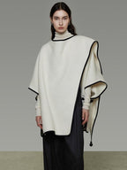 unspoken Premium Sheep Wool Blend 3D Tailored Loose Fit Commuter Women White Wool Coats