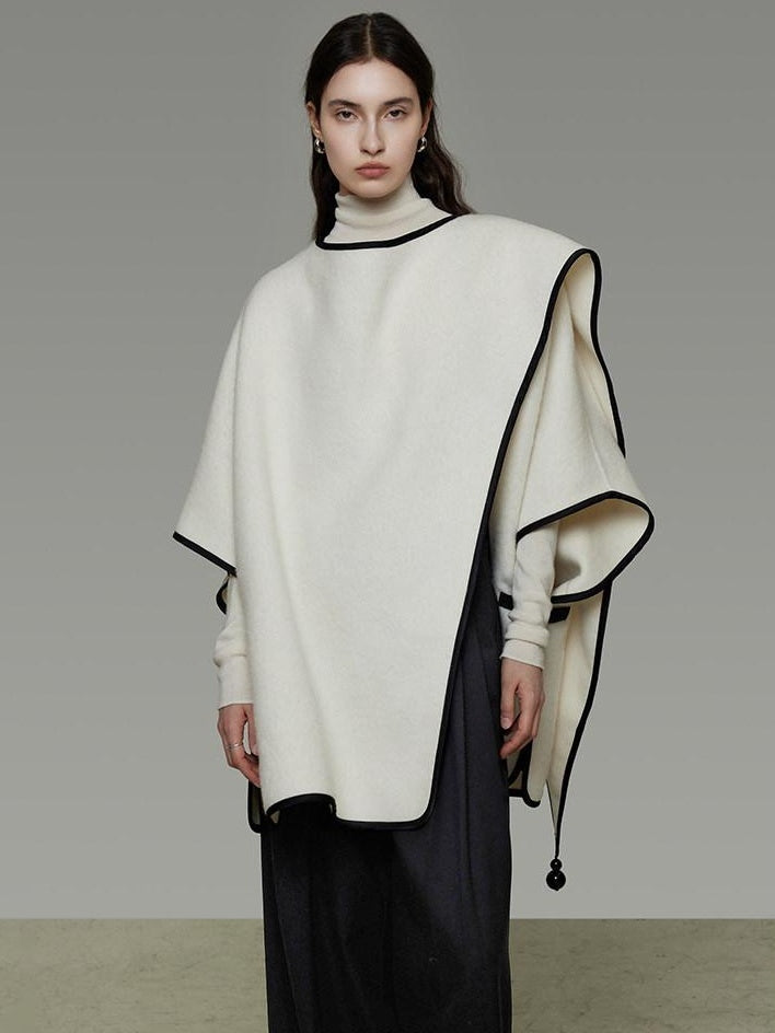 unspoken Premium Sheep Wool Blend 3D Tailored Loose Fit Commuter Women White Wool Coats