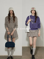 Lofi choose Comfortable Loose Plaid Button Collar Long Sleeve Women Workwear Midi Dresses
